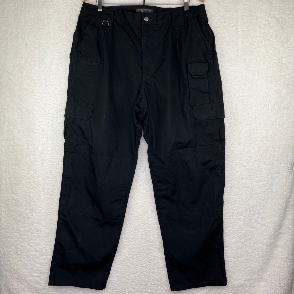 5.11 Tactical Mens Black Ripstop Cargo Pants Utility Work Trousers 38x32